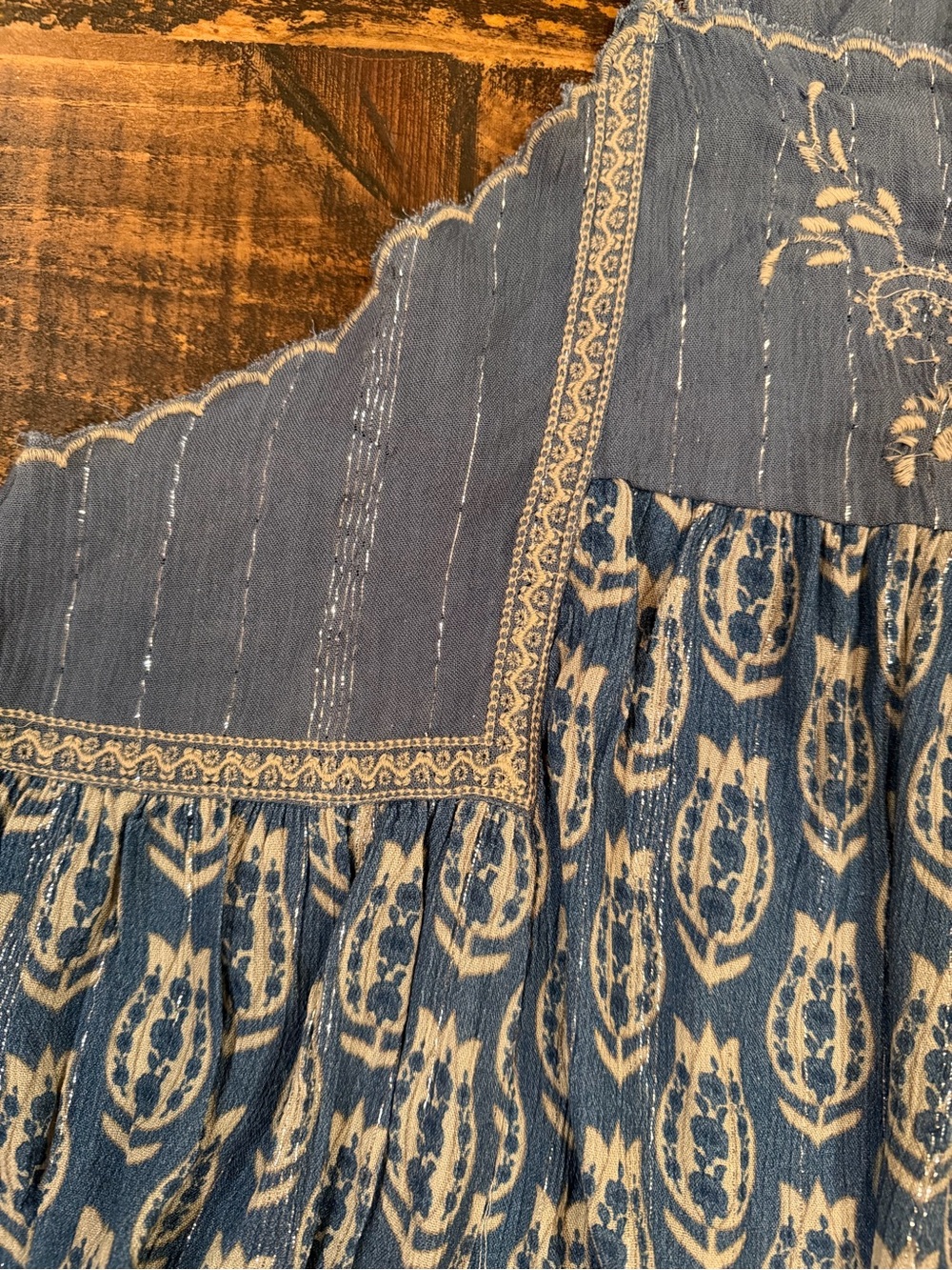POL Blue Printed Boho Tiered Spaghetti Strap Tank - Picture 6 of 7